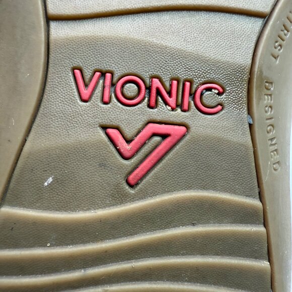 Vionic Womens Size 9 Brown Platform Sandals Bronze Studded Straps - Picture 3 of 9